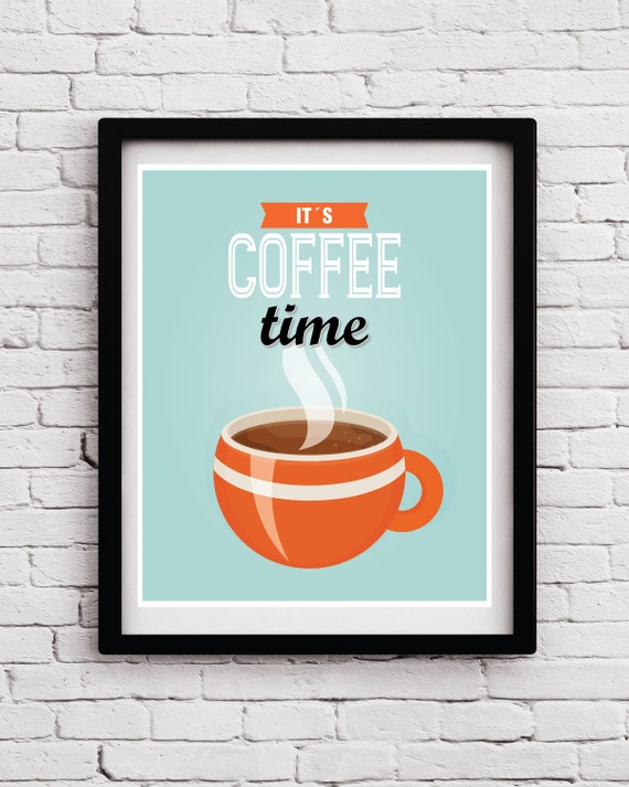Retro Funny Coffee Time Kitchen Decor Coffee Quote Poster Etsy