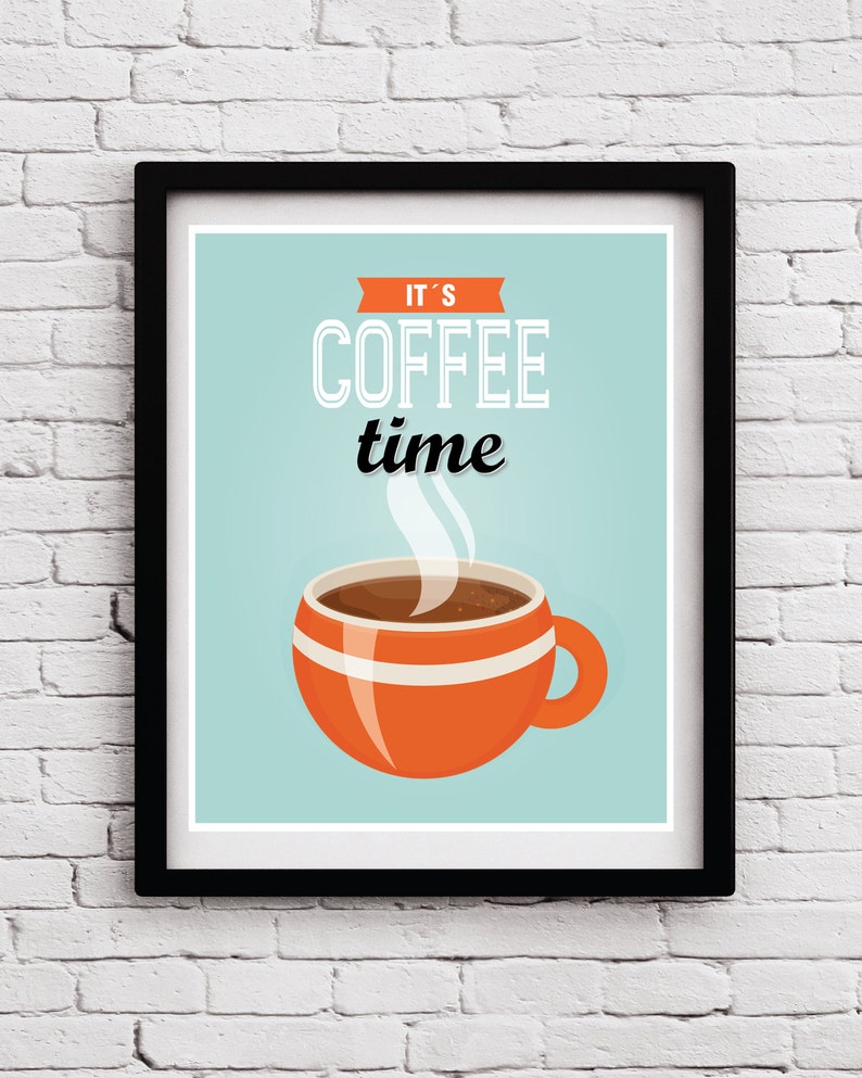 Retro Funny Coffee Time Kitchen Decor Coffee Quote Poster Etsy