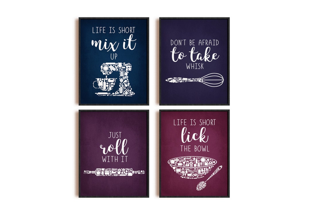 Navy Kitchen Wall Decor Blue Kitchen Art Kitchen Signs Home Etsy