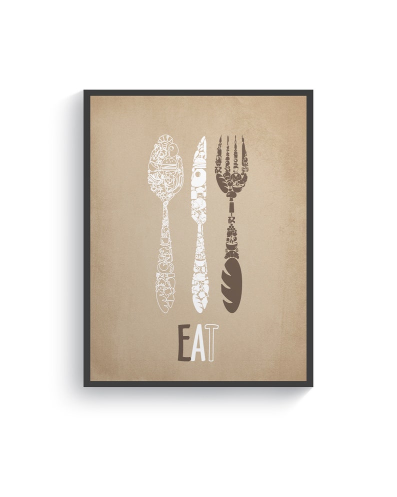 Brown Gray Wall Art Kitchen Decor Kitchen Wall Art Brown Etsy