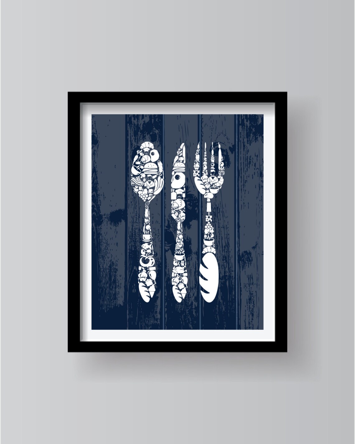 Blue Kitchen Wall art set of 3 prints Kitchen Decor Blue Etsy