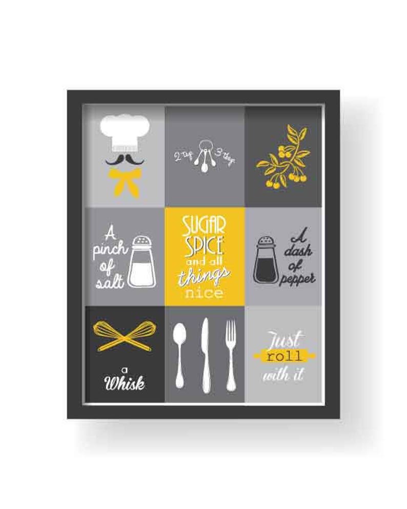 Dining Room Wall Art Modern Kitchen Art Yellow Kitchen Etsy