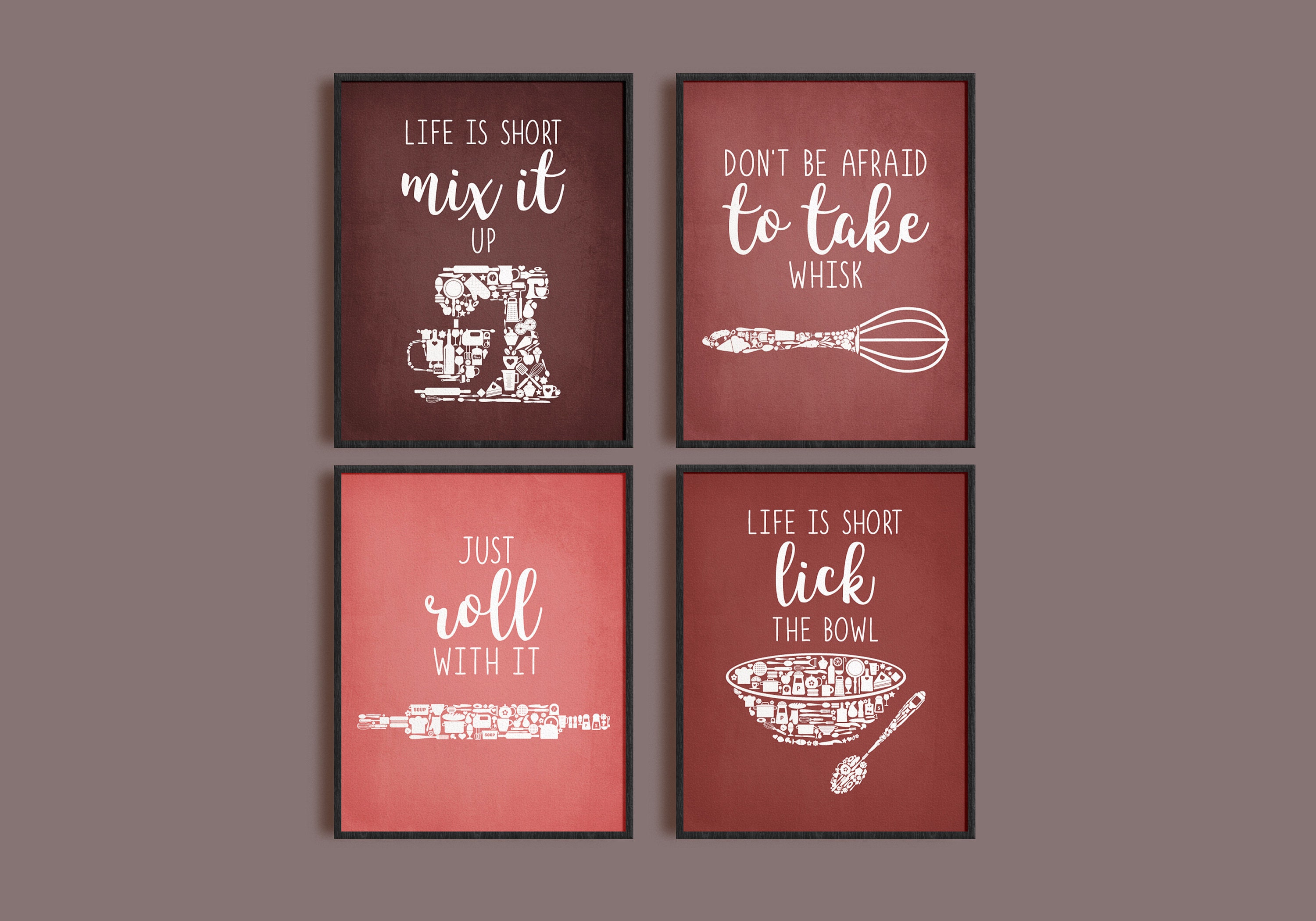 Red Kitchen Wall Decor Red Kitchen Art Kitchen Signs Red Etsy