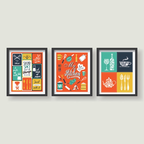 Kitchen Prints Set of 3 Kitchen Decor Kitchen Wall Decor Etsy