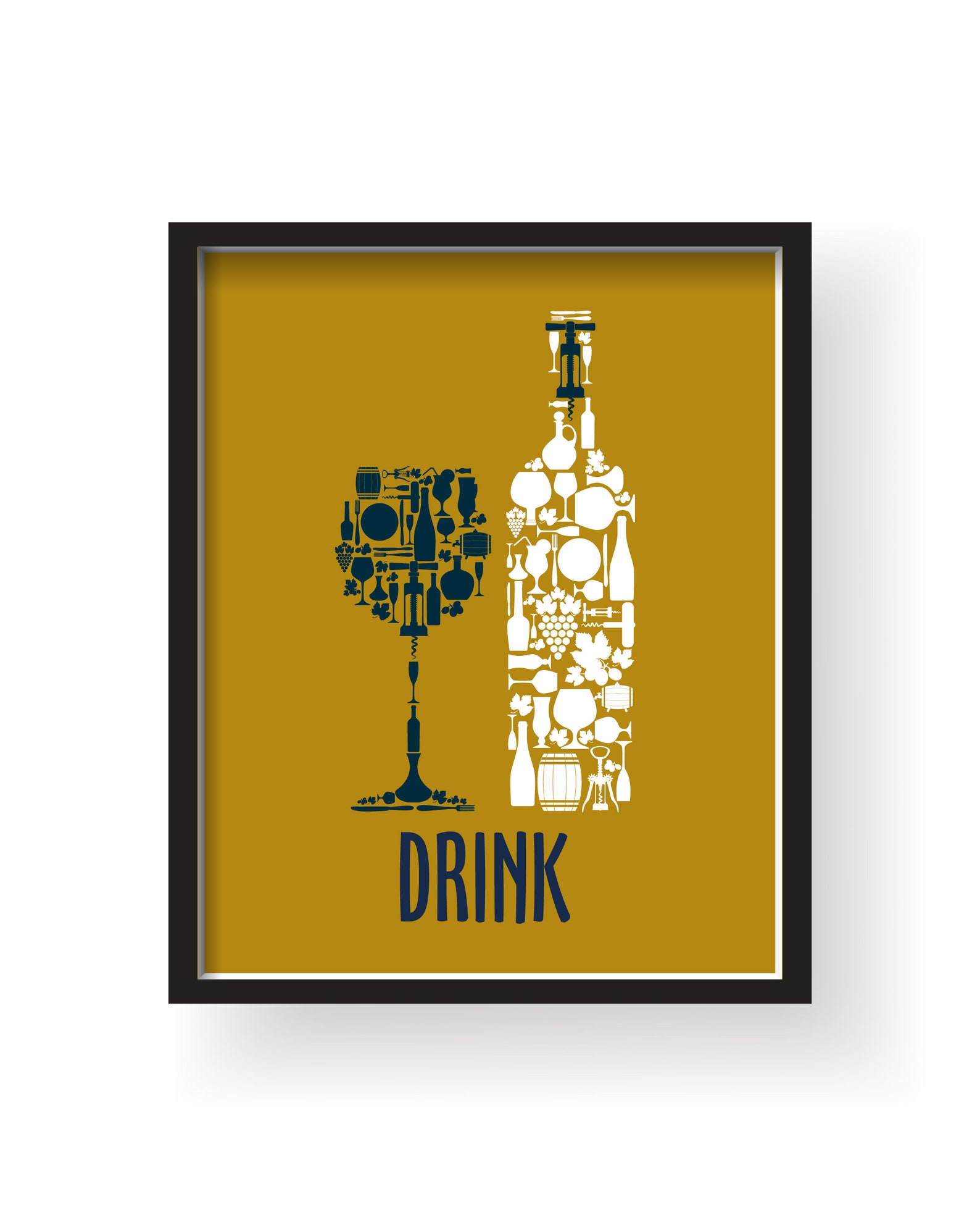 Navy Gold Kitchen Wall Decor Navy Gold Kitchen Wall Art Etsy