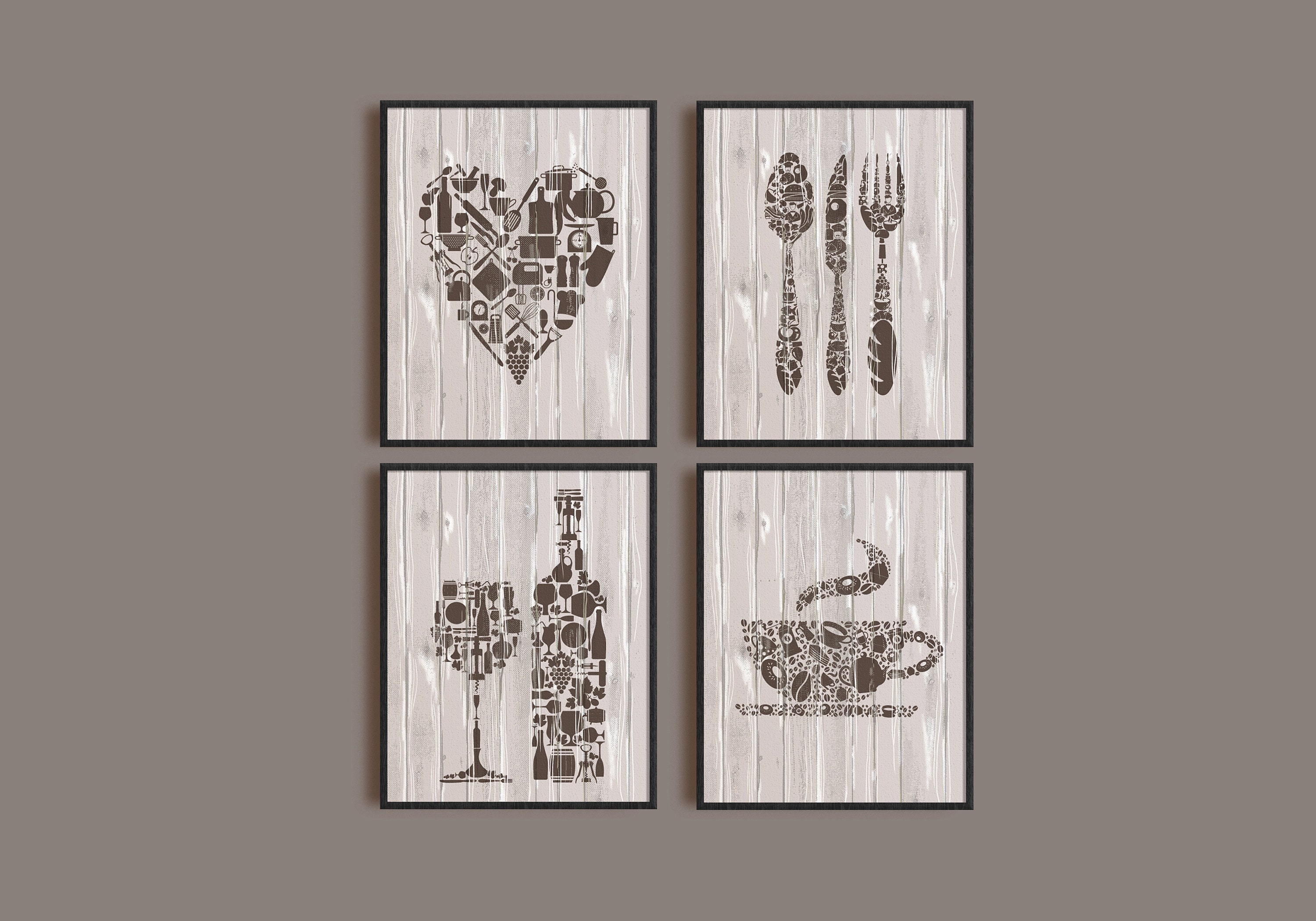 Wall Decor Kitchen Decor Brown Kitchen Wall Art Kitchen Etsy