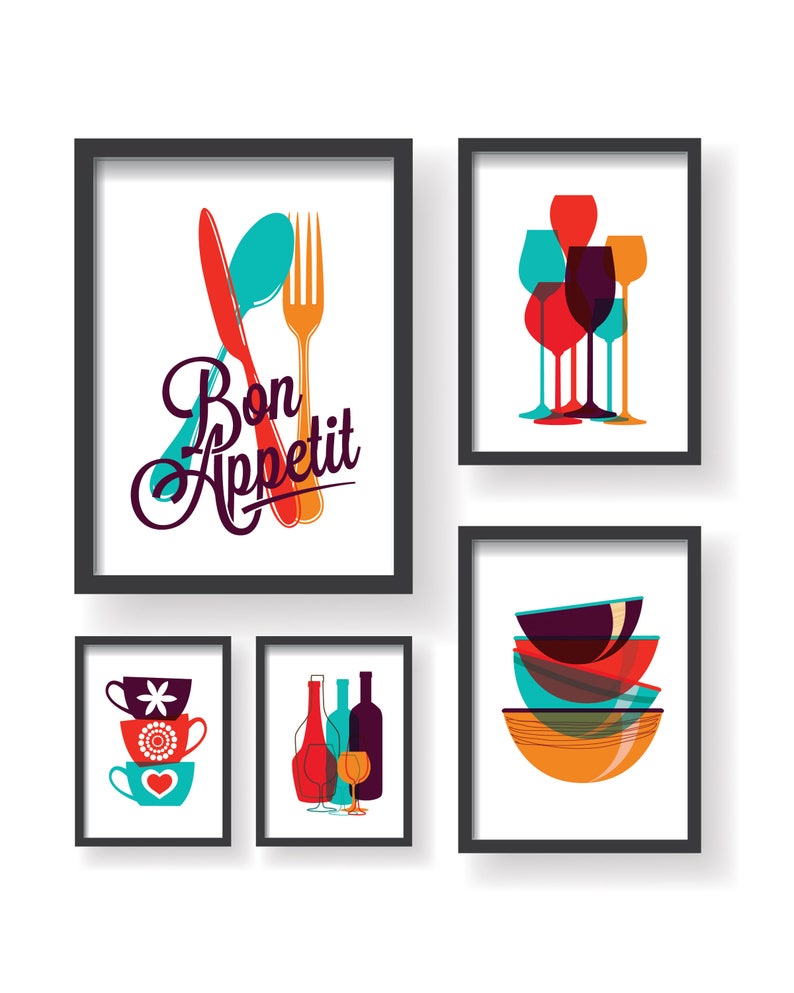 Modern Colorful Kitchen Decor Kitchen Wall Art Kitchen Etsy
