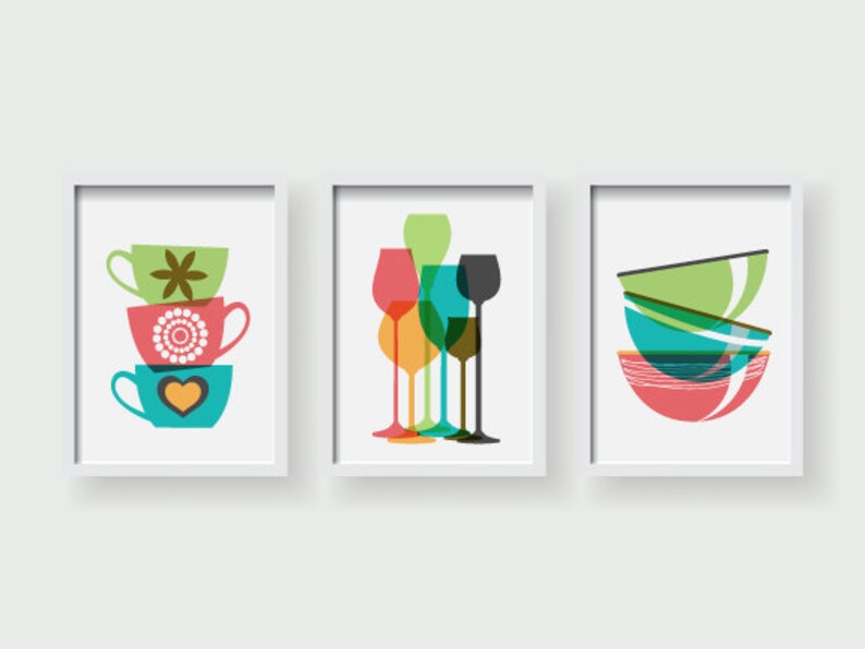 Colorful Modern Kitchen Art Dining room wall art Kitchen Etsy