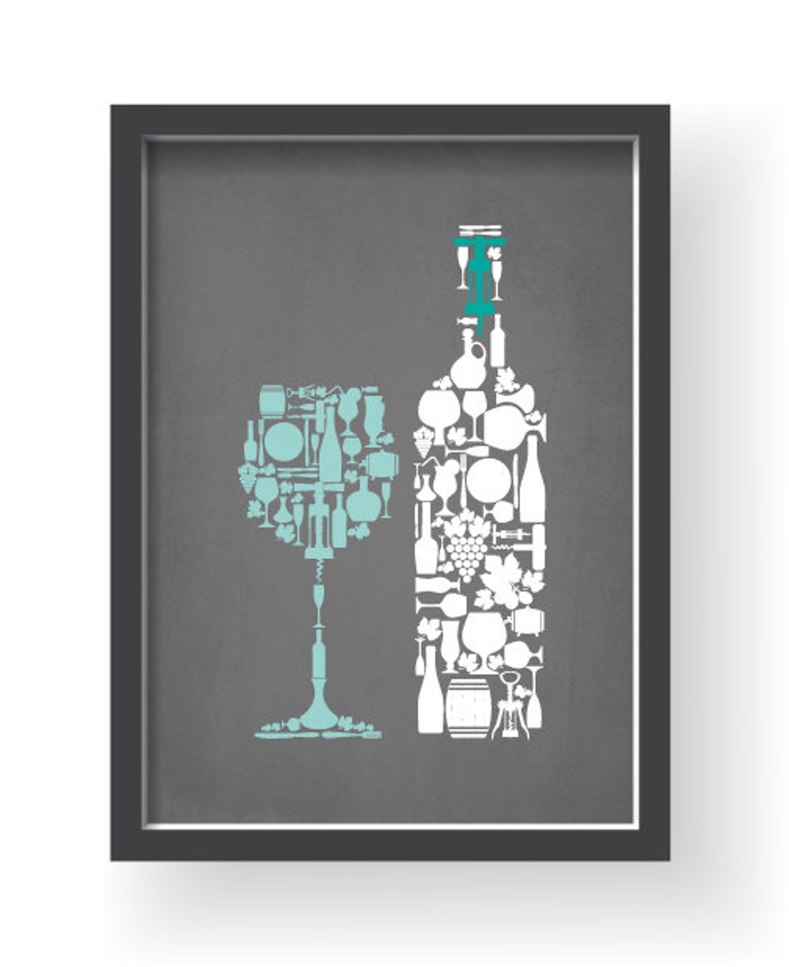 Teal Gray Kitchen Wall Decor Turquoise Gray Kitchen Wall Art Etsy