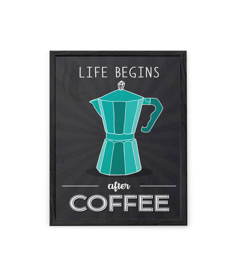 Black teal Kitchen coffee decor Kitchen wall art Kitchen | Etsy