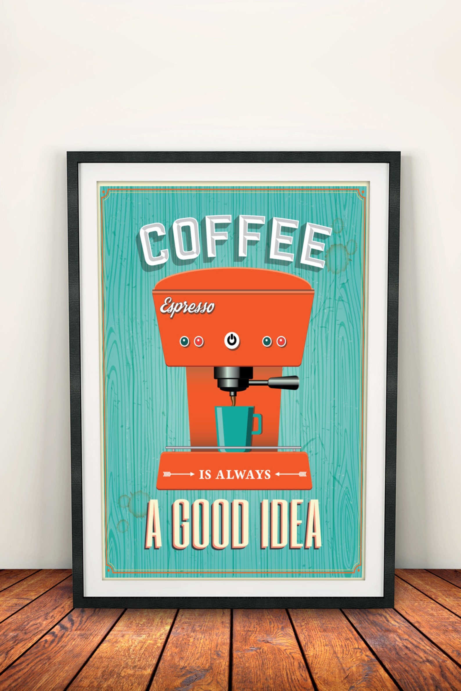 Retro Coffee machine kitchen decor Espresso kitchen wall art Etsy