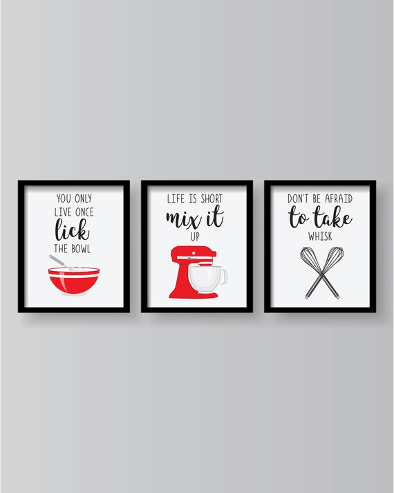 Red Kitchen Wall Art Red Dining Room Art Red Kitchen Decor Etsy