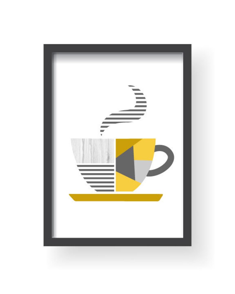 Yellow Gray Kitchen Wall Decor Yellow Gray Kitchen Wall Art Etsy