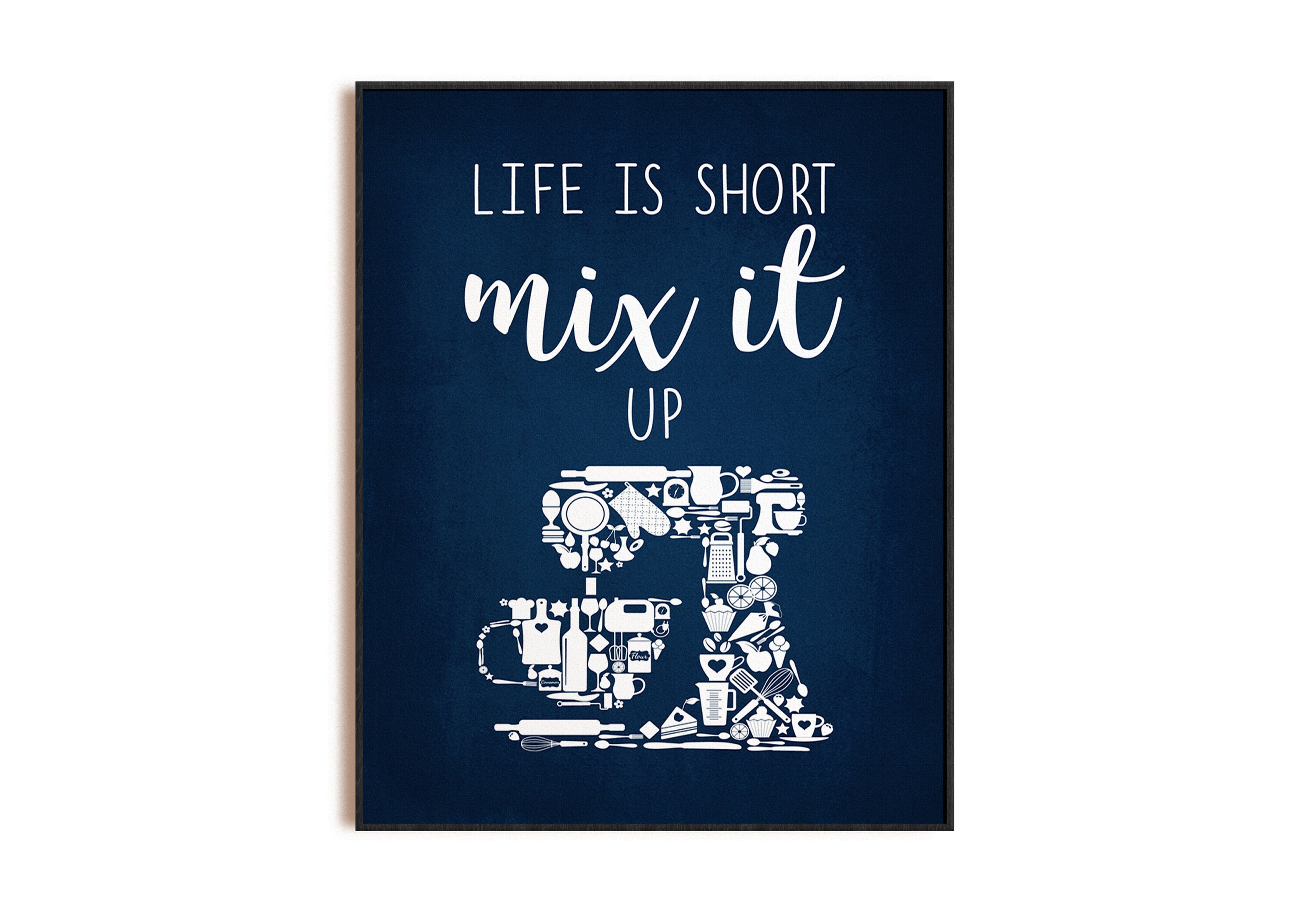 Navy Kitchen Wall Decor Blue Kitchen Art Kitchen Signs Etsy