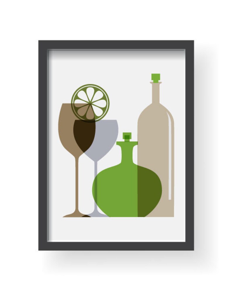 Green Kitchen Print Dining Room Wall Art Modern Kitchen Art Etsy