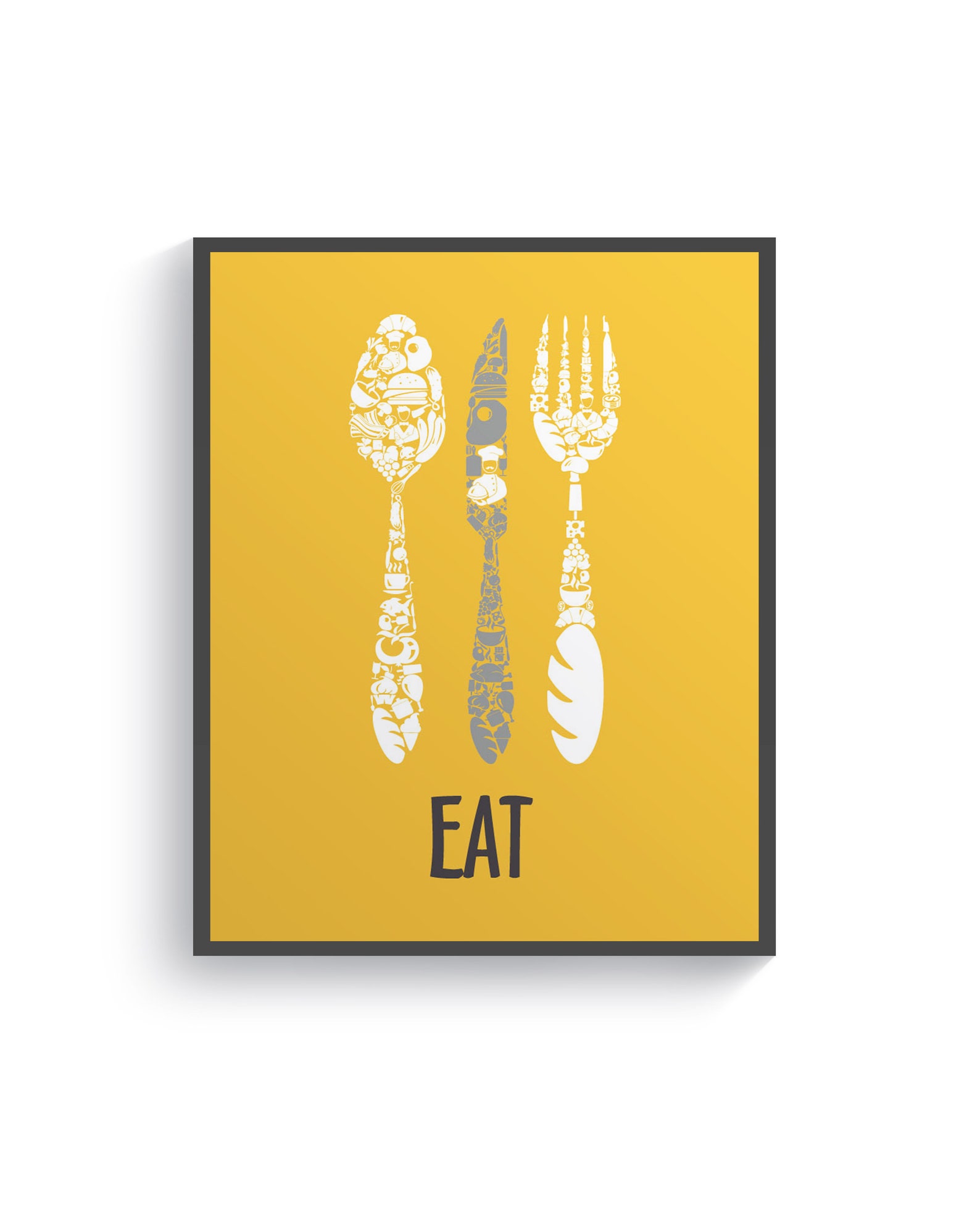 Yellow Brown Gray Kitchen Wall Art Brown Kitchen Prints Etsy