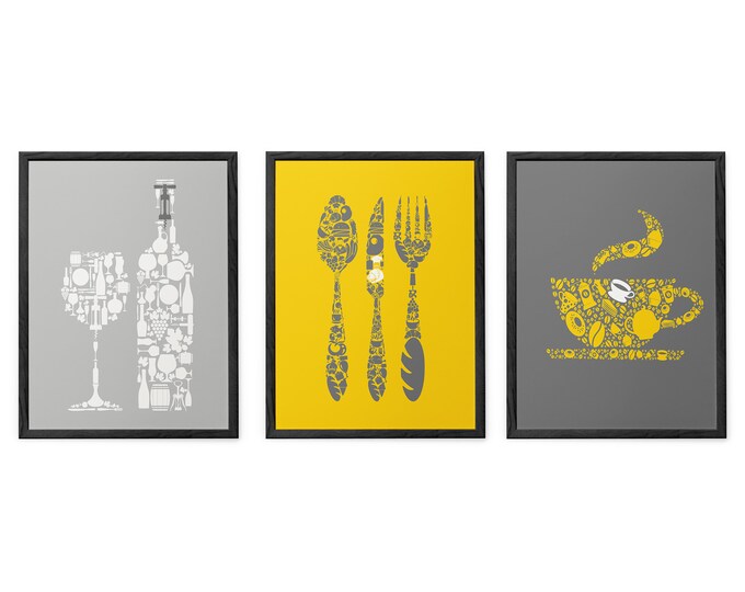 Mustard Yellow Kitchen Wall Decor Kitchen Wall Art Kitchen Etsy