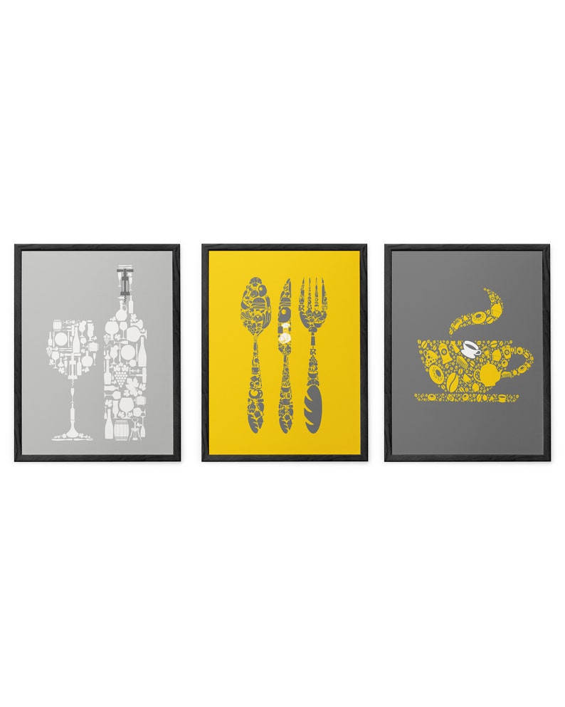 Mustard Yellow Kitchen Wall Decor Kitchen Wall Art Kitchen Etsy