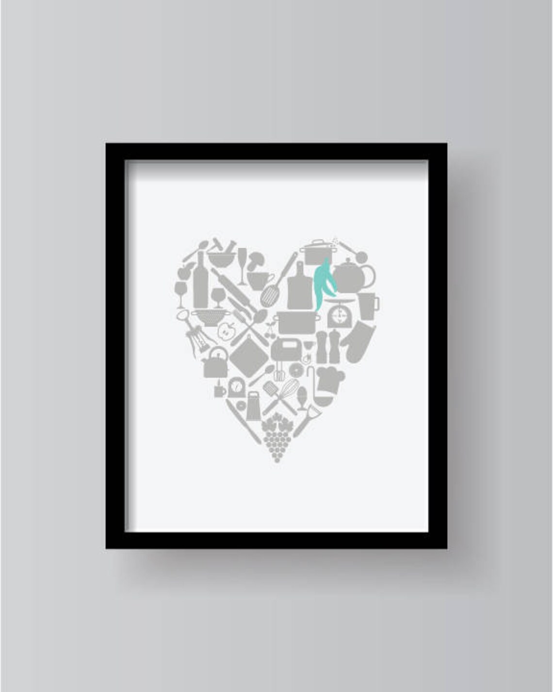 Gray Kitchen Wall Art Dining Room Art Teal Kitchen Decor Etsy