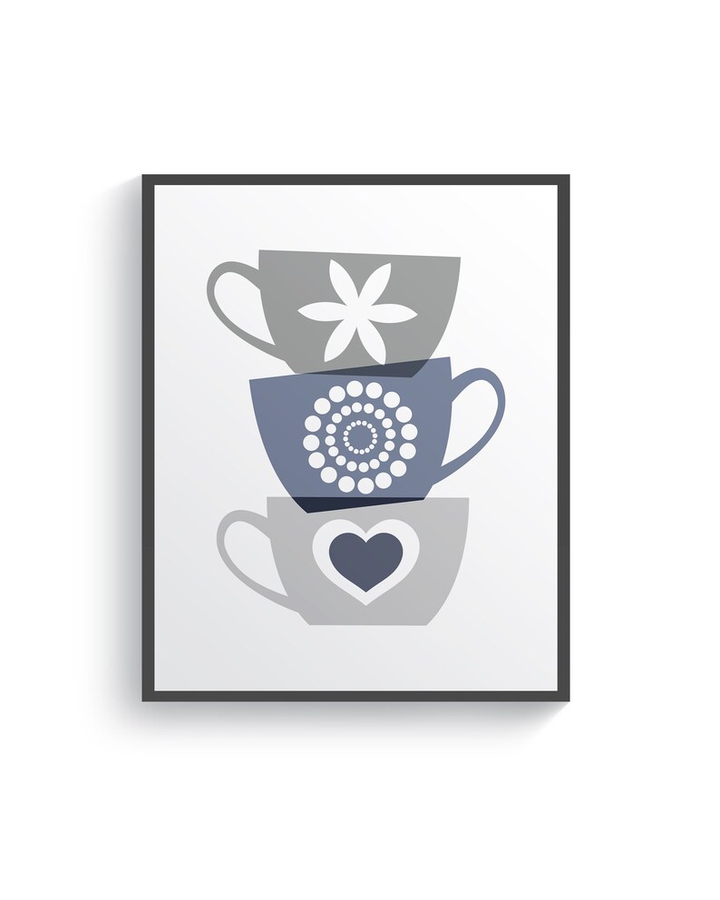 Blue Gray Kitchen Wall Decor Blue Gray Kitchen Wall Art Blue Etsy