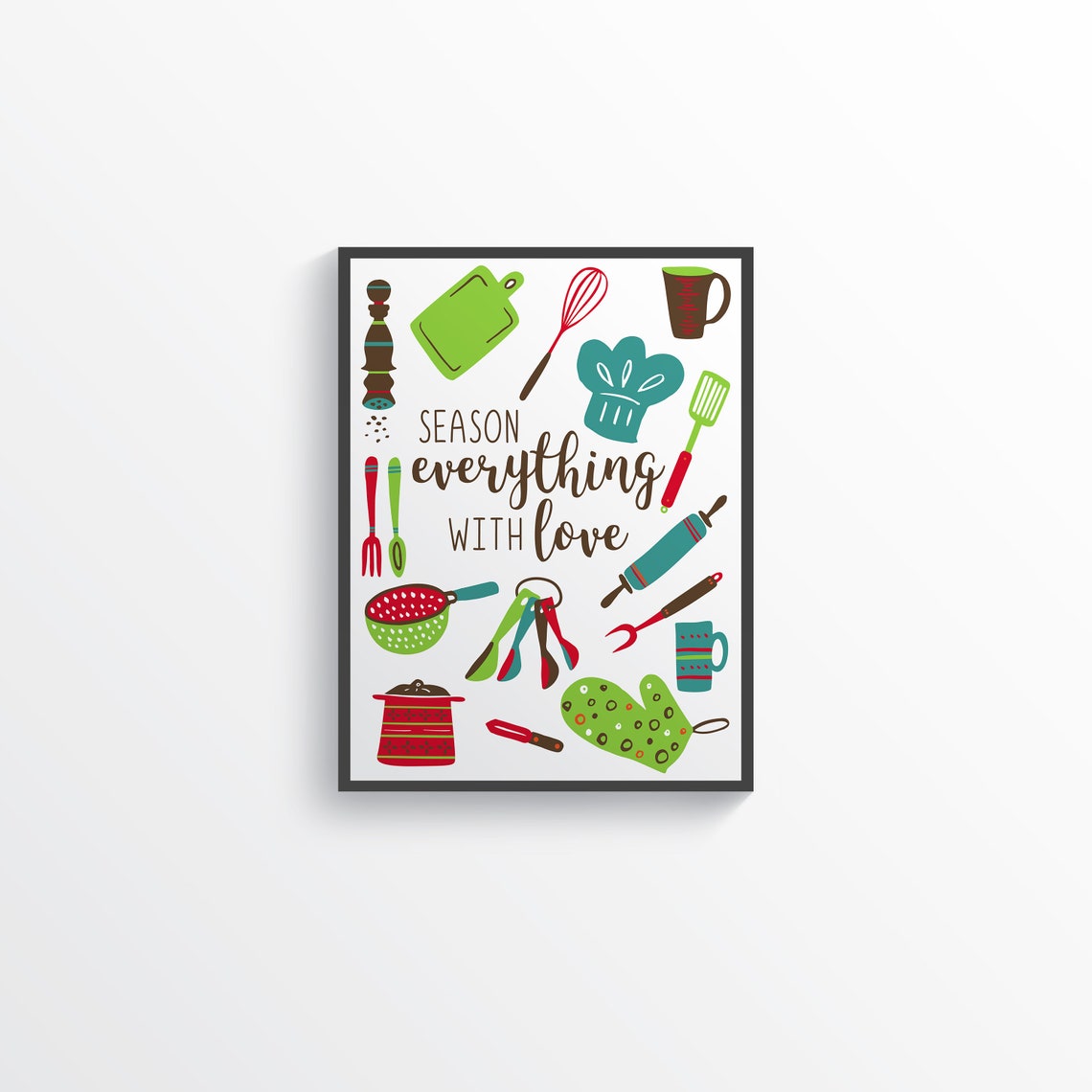 5 Set Modern Colorful Kitchen Decor Print Set Kitchen Wall Etsy