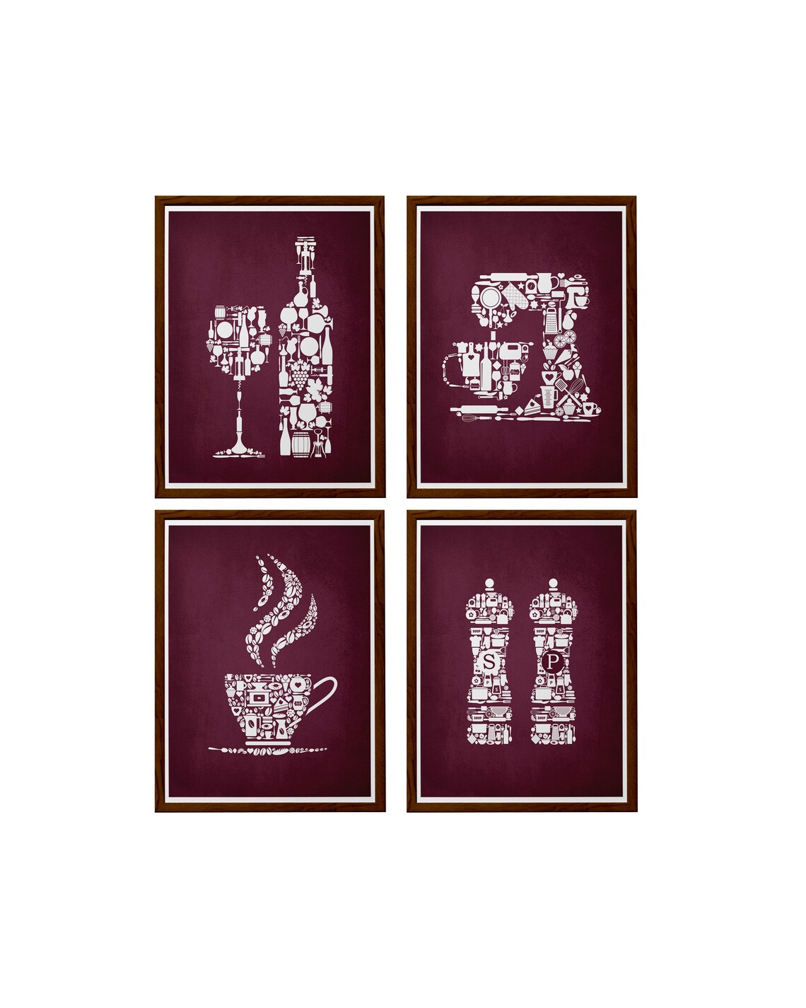 Burgundy Purple Kitchen Wall Decor Burgundy Kitchen Wall Art Etsy