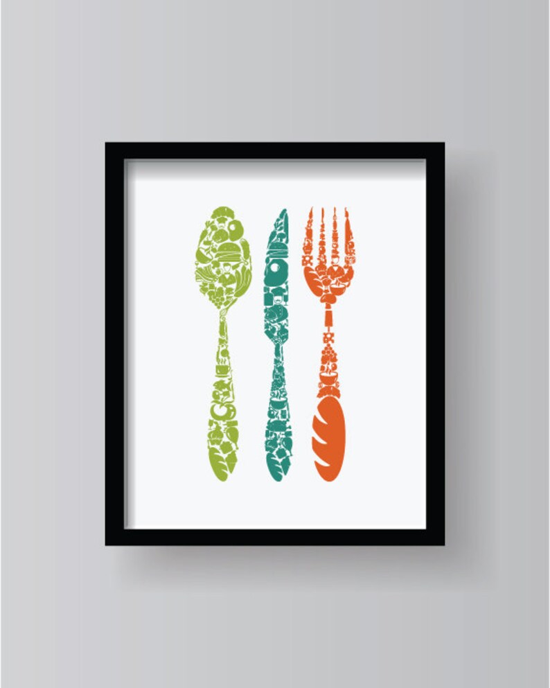 Colorful Kitchen Wall Art Prints 4 Set Dining Room Wall Art Etsy