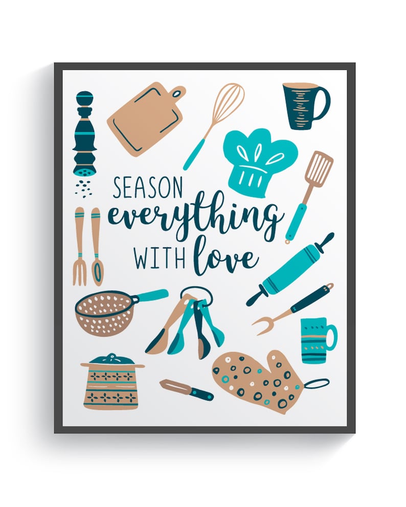 Funny Turquoise Brown Kitchen Wall Decor Kitchen Wall Art Etsy