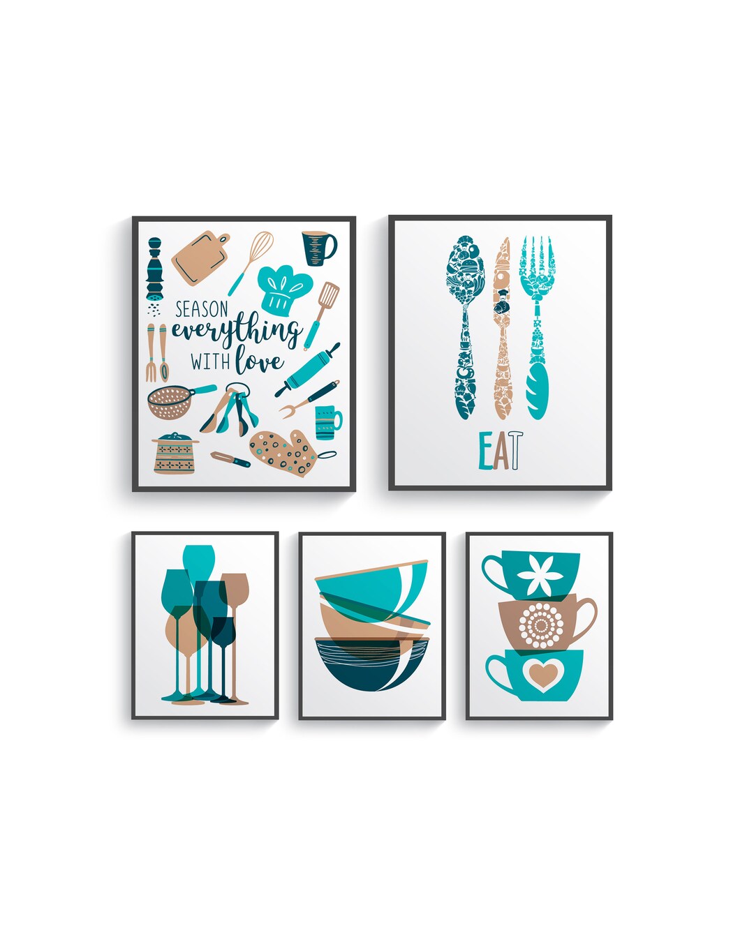 Funny Teal Brown Kitchen Wall Decor Teal Brown Kitchen Wall Etsy