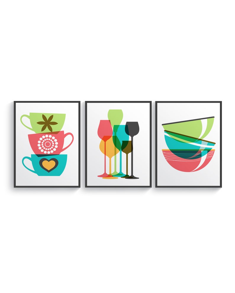 Colorful Modern Kitchen Art Dining room wall art Kitchen Etsy