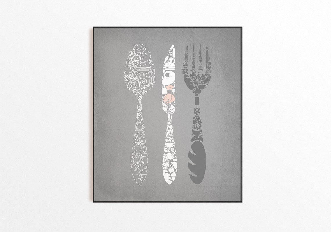 Pink Gray Kitchen Wall Decor Gray Kitchen Wall Art Pink Etsy