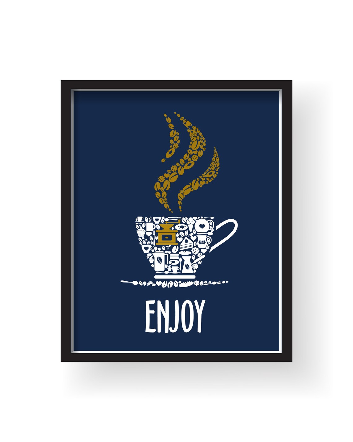 Navy Gold Kitchen Wall Decor Navy Gold Kitchen Wall Art Etsy