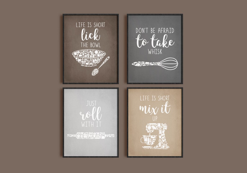 Brown Wall Art Brown Gray Kitchen Wall Decor Brown Gray Etsy