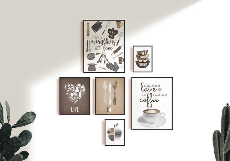 Brown Kitchen Wall Art Brown Kitchen Prints Modern Home Etsy