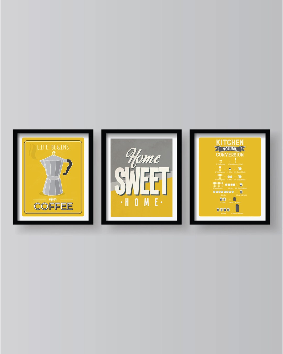 Yellow Kitchen Wall Art Kitchen Set of 3 Prints Kitchen Etsy
