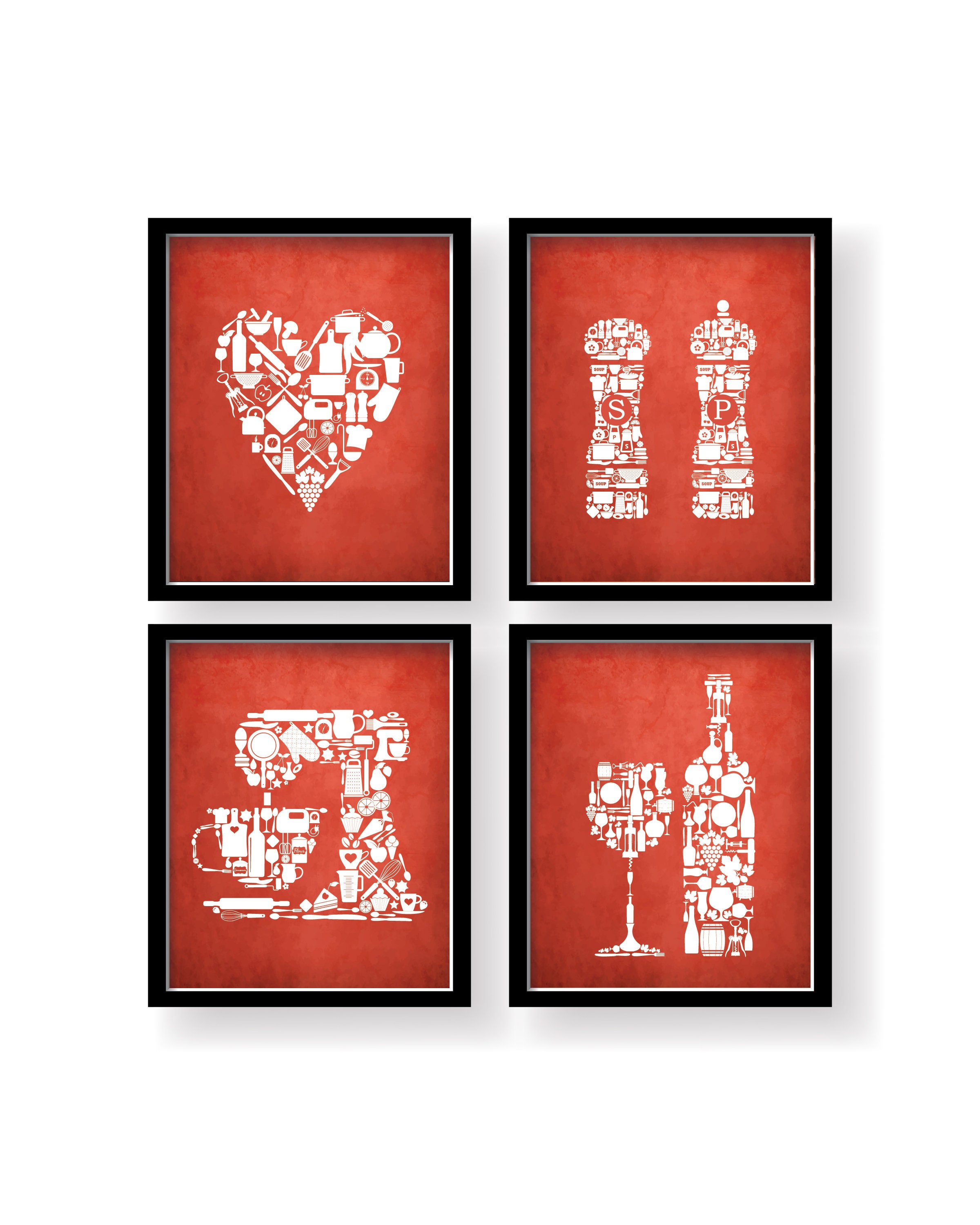 Red Kitchen wall art Red Dining room art Red Kitchen Decor Etsy