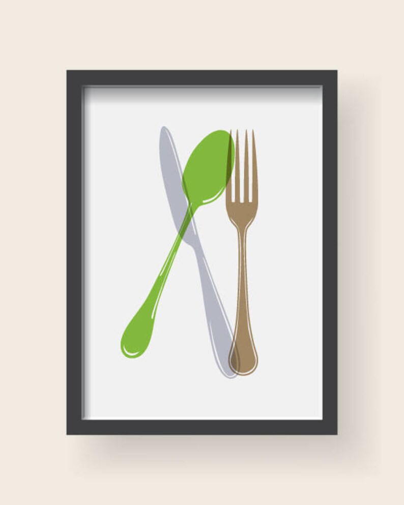 Green Kitchen Wall Art Dining Room Art Set of 6 Prints Etsy