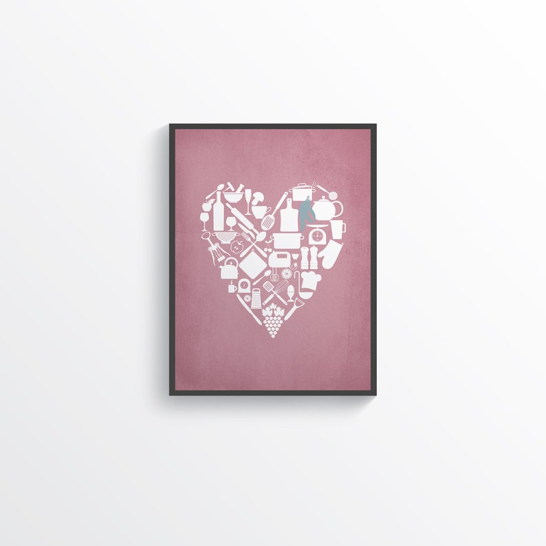 Blue Pink Kitchen Wall Decor Blue Kitchen Wall art Pink Etsy