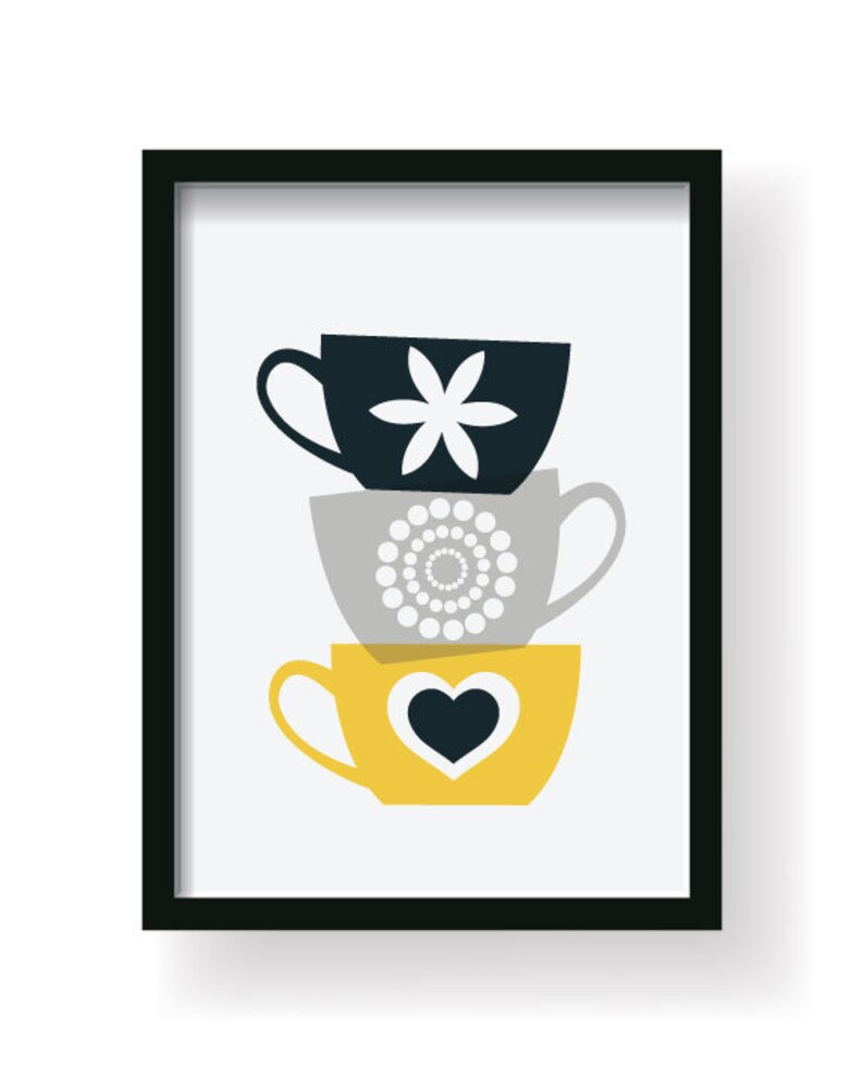 Funny Kitchen Art Yellow Gray Kitchen Decor Funny Kitchen Etsy