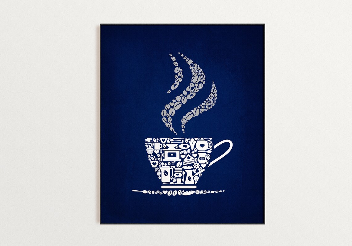 Navy Blue Gray Kitchen Wall Decor Navy Kitchen Wall Art Etsy