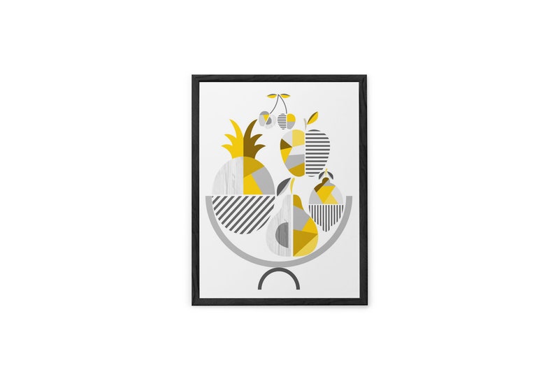 Yellow Gray Kitchen Wall Decor Yellow Gray Kitchen Wall Art Etsy