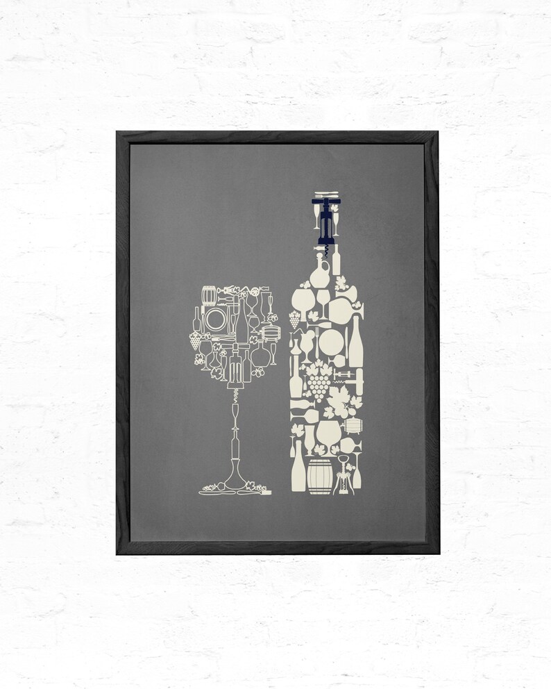 Navy Blue Gray Cream Kitchen Wall Decor Navy Kitchen Wall Etsy
