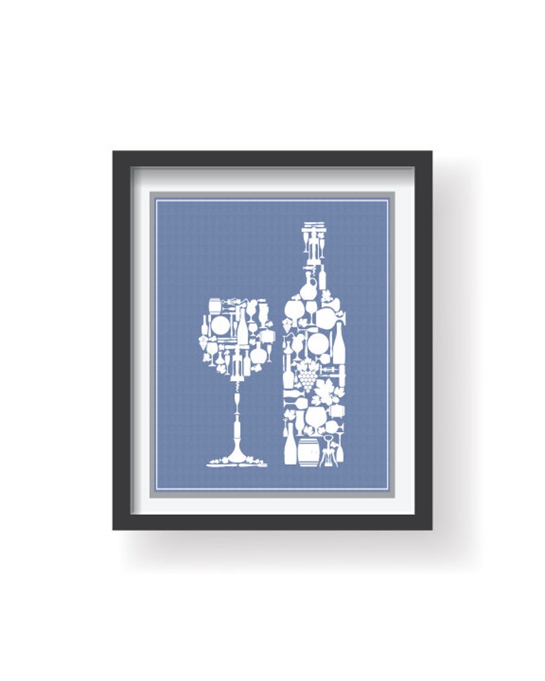 Blue Gray Kitchen Wall Art Blue Kitchen Decor Kitchen Wall Etsy