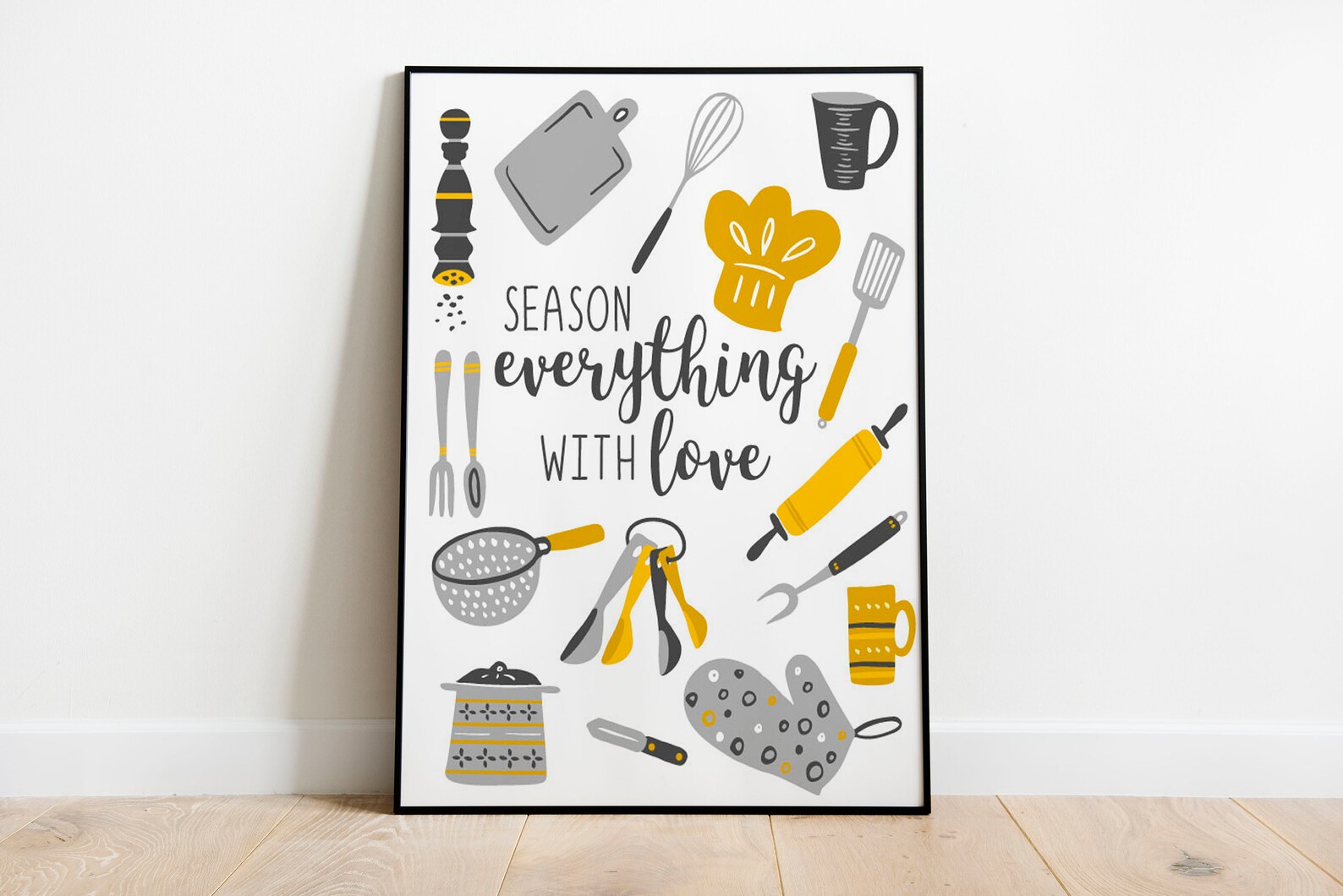 Yellow Gray Kitchen Quote Print Yellow Gray Wall Art Etsy