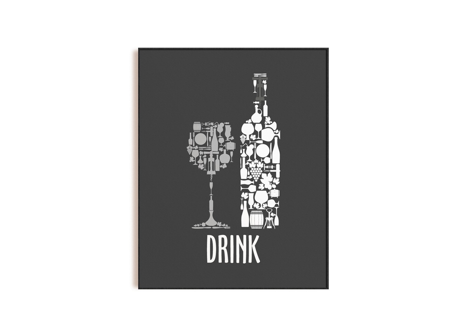 Black White Gray Kitchen Wall Art Gray Kitchen Prints Modern Etsy