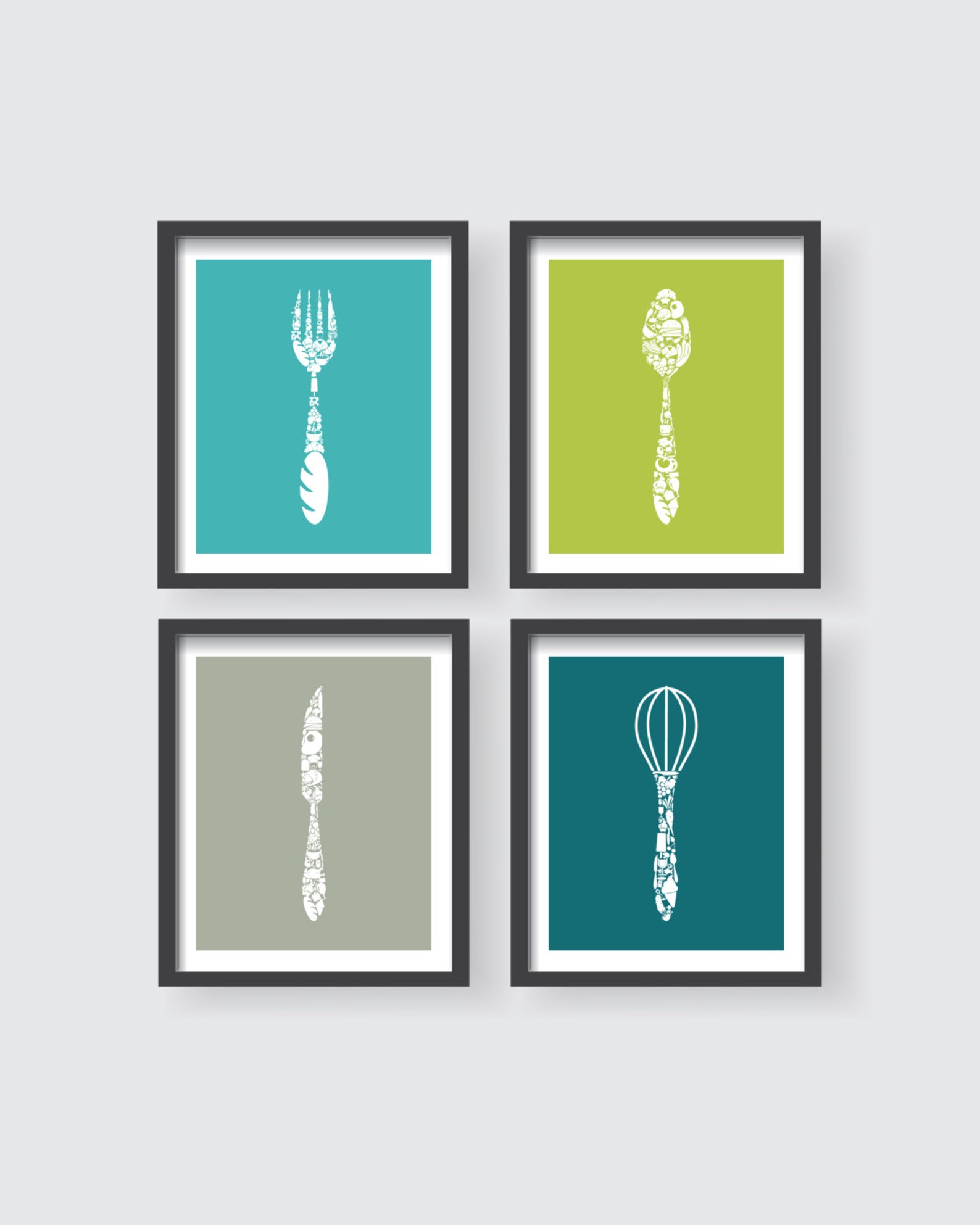 Colorful Kitchen Wall Art Set Kitchen Prints Kitchen Wall Etsy