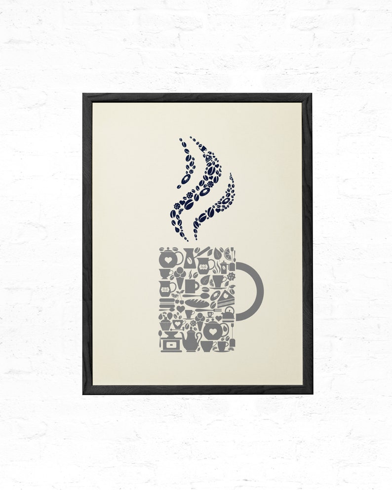 Navy Blue Gray Cream Kitchen Wall Decor Navy Kitchen Wall Etsy