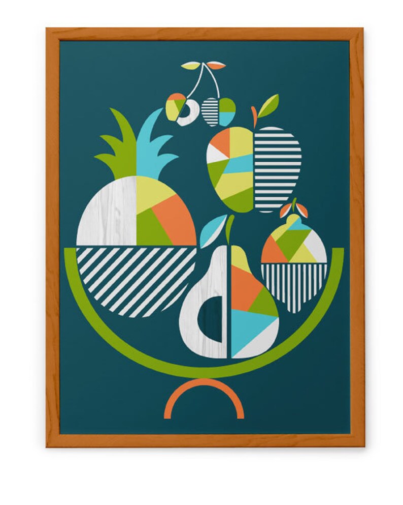 Geometric Wall Art Fruit Kitchen Wall Art Geometry Print Etsy