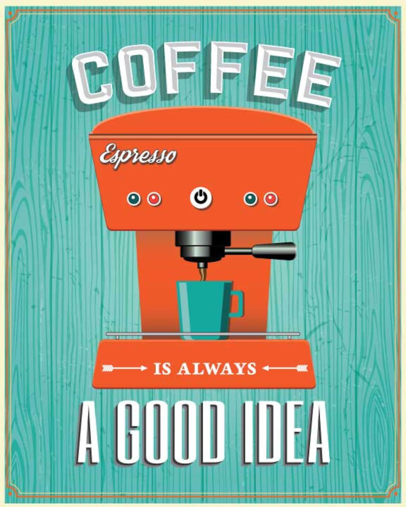 Retro Coffee machine kitchen decor Espresso kitchen wall art Etsy