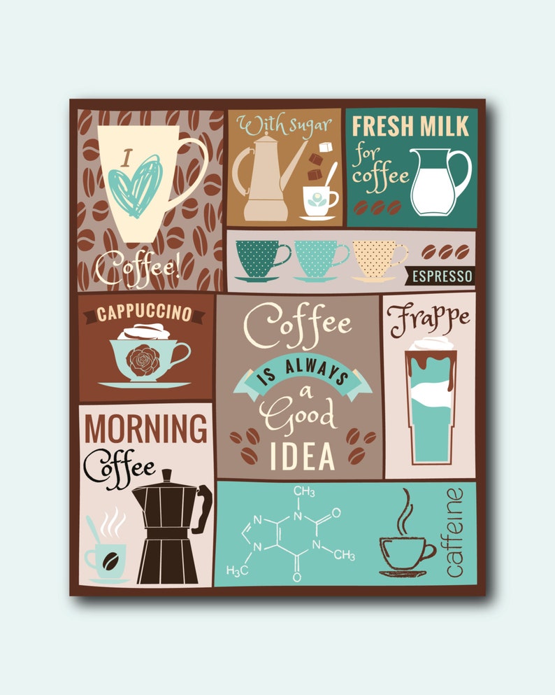 Coffee Prints Set Coffee Wall Art Coffee Decor Coffee Etsy